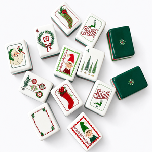 Juego de Mahjong Americano de Navidad Dear Santa, 160 Fichas, Reno, Adorno de Árbol de Navidad, Duende, Joker, Reverso Verde Grabado - Product Image 4