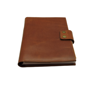 Genuine Leather Hard Cover Notebook with Stylish Tan Snap Closure <b>Pen</b> Holder Card Slots Spiral Refillable Journal Diary - Product Image 1