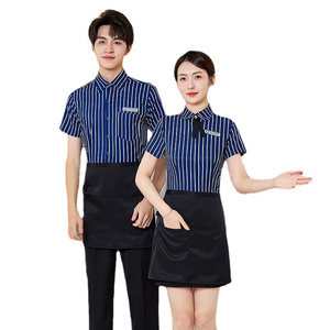Venta al por mayor Bar Catering Hotel <span class=keywords><strong>Restaurante</strong></span> Café Logo Personalizado Ropa DE TRABAJO Personal Uniforme Camarero Camarera Camisa Hombres Mujeres <span class=keywords><strong>Camisas</strong></span> - Product Image 3