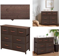 Meuble TV moderne multi-niveaux avec plateau en bois, cadre métallique, commode à 2 tiroirs, étagère en MDF, armoire de rangement sur pied pour chambre à coucher