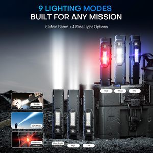 Đèn pin bỏ túi nhỏ 1200 Lumens có kẹp, đèn pin sạc dạng bút, hình dạng mỏng dẹt với đèn pha, đèn chiếu sáng, đèn pin EDC - Product Image 5