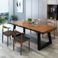 Bureau de travail en bois de chêne massif au design minimaliste nordique, table longue moderne en fer forgé simple pour la maison, le bureau, la chambre à coucher