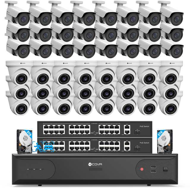 Smart AI Detection Outdoor 8MP 4K 64CH Security Camera System for Business Safety Protection
