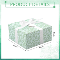 Boîtes cadeaux en papier vert à motifs floraux avec ruban et étiquette, style chinoiserie, boîtes d'emballage robustes pour fleurs, multi-usages
