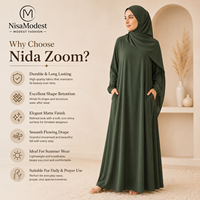 Abaya de Verano Nida con Corte Tipo Paraguas, Vestido Musulmán Islámico de Lujo, Premium, Manga Larga, Corte Holgado, Venta al Por Mayor