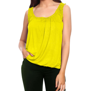 Camisetas sin mangas de diseño personalizado para mujer, talla grande, 100% algodón, ecológicas, de secado rápido, transpirables, con estampado liso, estilo dulce en la parte delantera, cuello redondo - Product Image 1