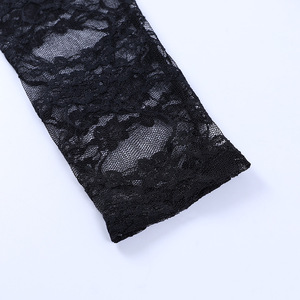 Fashionable Ladies Breast <strong>Cup</strong> Lace Long-sleeve <strong>Blouse</strong> Top Sexy Black V-neck Shirt Collar Women's Party Shapers Lace Top - Product Image 6