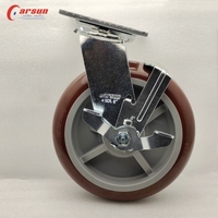 Roues pivotantes en polyuréthane industriel Carsun, roulettes robustes de 4 à 8 pouces, roues de chariot pivotantes avec frein, axe de 40 mm, garantie 1 an