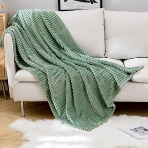 Ấm áp thoải mái sang trọng <span class=keywords><strong>Jacquard</strong></span> <span class=keywords><strong>s</strong></span>ọc flannel lông cừu ném chăn đôi giường bán buôn - Product Image 4