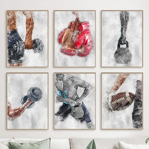 Affiche abstraite de football américain toile peinture gants de boxe haltérophilie Sport mur photo pour salle de sport décoration de la maison - Product Image 4