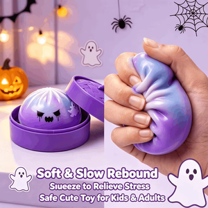 Juguete de Halloween: Fantasma Morado de Plástico, Squishy de Levantamiento Lento, con Purpurina Brillante, Antiestrés, Suave para Apretar, en Forma de Dumpling, Regalo Festivo - Product Image 3