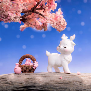 Figurines d'animaux en résine mignonnes, mini cerfs, miniatures, charme d'arbre de fleurs de cerisier, ornements pour décorations de paysage, accessoires de bricolage - Product Image 6