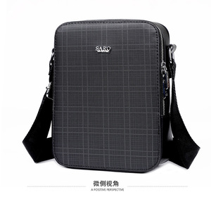 SARO One Strap Luxury Leather Sling Man Messenger <b>Bags</b> with logo for Crossbody Shoulder Cross Leather Shoulder <b>Bag</b> Men - Product Image 3