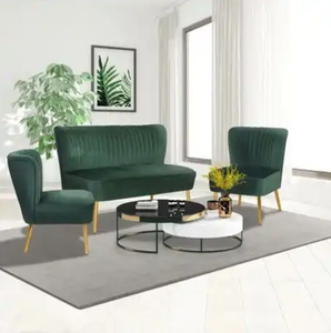 Sofá de dos plazas con patas de metal dorado de nuevo diseño, nuevo producto, proveedor dorado, sofá verde esmeralda, precio competitivo, alquiler de sofá de boda - Product Image 6