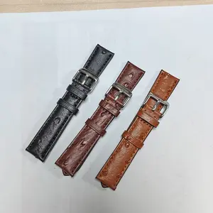 Pulseira de Couro de Avestruz Macio Matte Leather Watch Band Strap 18mm 20mm 22mm 24mm Watch Band para seiko Acessórios