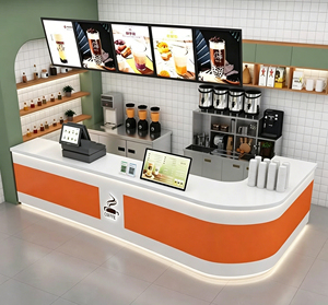 เคาน์เตอร์ต้อนรับร้านชานมไข่มุก ดีไซน์ทันสมัย พร้อมไฟ LED สำหรับร้านกาแฟและร้านกาแฟ - Product Image 3