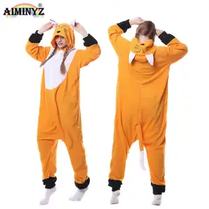 Aiminyz Winter 2021 Hot Volwassen Polar Fleece Flanel Animal Pyjama Cartoon Nachtkleding Vos Oranje Onesie Nachtkleding Vrouwen