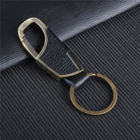 Porte-clés en cuir de luxe fermoir noir créatif bricolage porte-clés porte-clés de voiture pour hommes bijoux cadeau