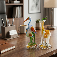 Artisanat en verre miniature fait main, hirondelle personnalisée, design Feng Shui en forme de croix, décoration de bureau et de maison, verre soufflé à la main à 100%
