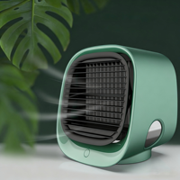Mini ventilateur rafraîchisseur d'air évaporatif USB en plastique avec 3 vitesses, ions négatifs et veilleuse pour usage extérieur