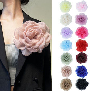Broche de Organza Rosa com Dois Botões de Flor, 20cm, de Alta Qualidade, Super Grande, Útil, Feito à Mão, Acessório de Vestuário DIY, Mais Vendido - Product Image 1