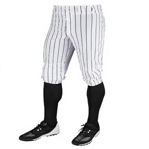 Men <b>Baseball</b> Pants Striped White Black Moisture Wicking Regular Fit With Pockets Button Fly Athletic Uniform Trousers - Product Image 1