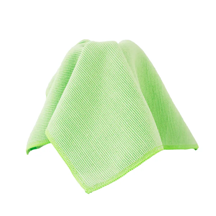 80% Polyester 20% Polyamide Green Microfiber Scrubber Pads Kitchen Towel 300gsm Dishes