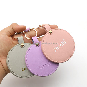 Portable Pedant PU <strong>Leather</strong> Custom Cosmetic <strong>Mirror</strong> Make up Custom Debossed logo - Product Image 3