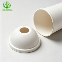 SUMKOKA Couvercle de tasse en bagasse de 90 mm en forme d'arche, couvercle en dôme moulé en pulpe de canne à sucre, sans PFAS, compostable, couvercle jetable pour boissons