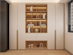 Librero Moderno <span class=keywords><strong>de</strong></span> Lujo en Madera <span class=keywords><strong>de</strong></span> Roble <span class=keywords><strong>con</strong></span> Puerta <span class=keywords><strong>de</strong></span> Vidrio para Sala <span class=keywords><strong>de</strong></span> Estar u Oficina - Product Image 4