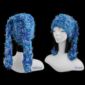 หมวกบีนนี่ไหมพรมถักลายกระต่ายปีศาจหูยาวแบบวินเทอร์อุ่นๆ สไตล์ดิสเทรส พร้อมหูกระต่าย - Product Image 1