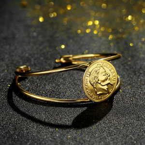 Bracelets de poignet en <span class=keywords><strong>or</strong></span> plaqué 18 carats à la mode, avec pièce de monnaie <span class=keywords><strong>Napoléon</strong></span> Bonaparte, pour femmes - Product Image 5
