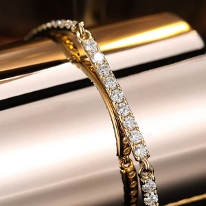 Bracciale <span class=keywords><strong>Tennis</strong></span> SGARIT Personalizzabile con Diamanti IGI Coltivati in Laboratorio, Placcato Oro 18K, con Pavé, Delicato, da Donna, per Uso Quotidiano, Idea Regalo - Product Image 3