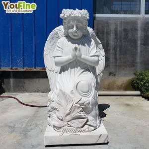 Gran oferta, estatua de mármol para niño, Ángel encantador, Pray