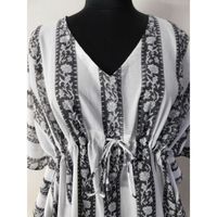 Robe décontractée en coton faite à la main, imprimé floral au bloc, taille naturelle, respirante, longue tunique poncho