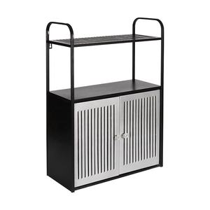Floating Cabinet 2 Tier Metal Wall Shelf with Door Home Storage