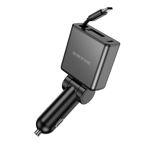 Borofone BZ33 60W Car Charger Retractable Cable Fast Charging 180° Rotating Car Phone Charger for Laptop iPhone Samsung Xiaomi