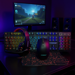 Teclado, ratón, auriculares y alfombrilla de ratón con cable Forev, 104 teclas, retroiluminación RGB, 16000 DPI, para uso en computadora. - Product Image 2