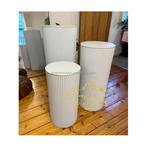 Set kustom baru 3 buah Harga Murah pernikahan tiang alas putih logam bundar silinder dudukan kue untuk dekorasi pesta ulang tahun - Product Image 1