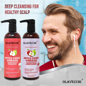 Shampooing et après-shampoing clarifiant et détoxifiant à la biotine, kératine, caféine, huile de ricin, huile d'argan, vinaigre de cidre de pomme pour tous types de cheveux - Product Image 5