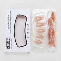Ongles press-on ABS nude naturels, faux ongles en amande, nail art réutilisable pour usage quotidien, 24 pièces