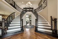 Escalier intérieur de luxe CBMmart avec éclairage LED, escalier en bois de chêne préfabriqué de qualité supérieure, escalier incurvé classique, escalier circulaire pour loft