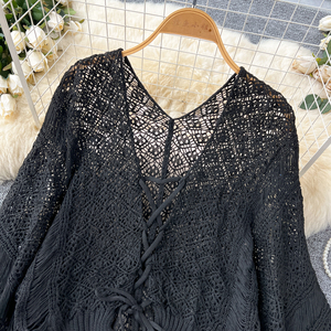 <span class=keywords><strong>Cardigan</strong></span> <span class=keywords><strong>Sexy</strong></span> alla Moda con Scollo a V in Maglia per Donna, Primaverile ed Estivo, Sottile, Protettivo dal Sole, Corto, a Maniche Lunghe - Product Image 4
