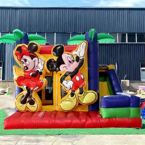 Ventes de noël, maison <span class=keywords><strong>gonflable</strong></span> commerciale <span class=keywords><strong>mickey</strong></span> mouse avec toboggan combo pour location de fête - Product Image 1