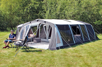 Grande tente de camping familiale gonflable de luxe portable avec auvent et annexe, deux chambres et salon, installation rapide