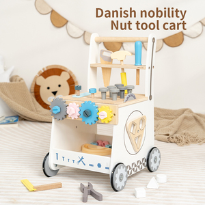 Premium Wooden Danish Noble Nut <b>Tool</b> Cart Educational Montessori Building <b>Toy</b> for Kids Interactive Nuts for Play - Product Image 1