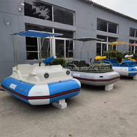Bateau tamponneur électrique en plastique rigide PE pour 4 personnes, avec pompe à eau, pour location en lac, toit rigide épais, commande par roues, pour un divertissement de collision amusant