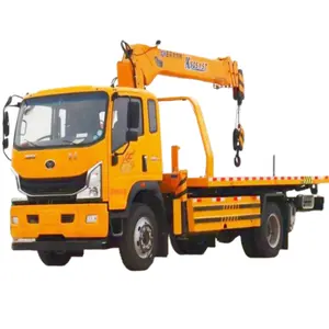 2024 새로운 Sinotruk HOWO 4*2 평판 견인 트럭 크레인 시립 잔해 견인 트럭 자동 잔해 트럭 판매
