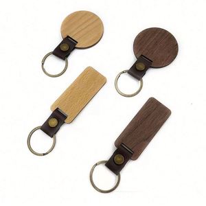 Luxury DIY Blank Wood Keychain Wholesale Key <b>Ring</b> Round& Rectangle Car Keychain Decoration Key Holders - Product Image 5