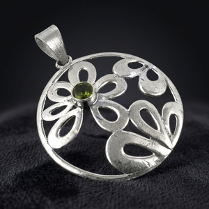 Dernier design, pendentif rond en quartz fumé plaqué or, logo fleur, style antique, polyvalent, bijoux de soirée, cadeau pour femme - Product Image 3